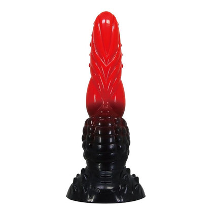 Power Monsters Fire Dragon fantasiadildo imukupilla - punainen/musta - 24,5 cm - Ø 5,8 cm