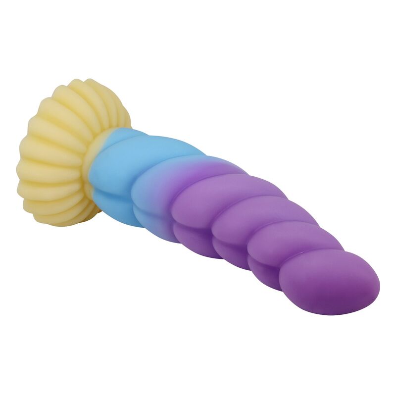 Power Monsters Unicorn kolmivärinen silikoninen fantasiadildo - 22 cm - Ø 5 cm