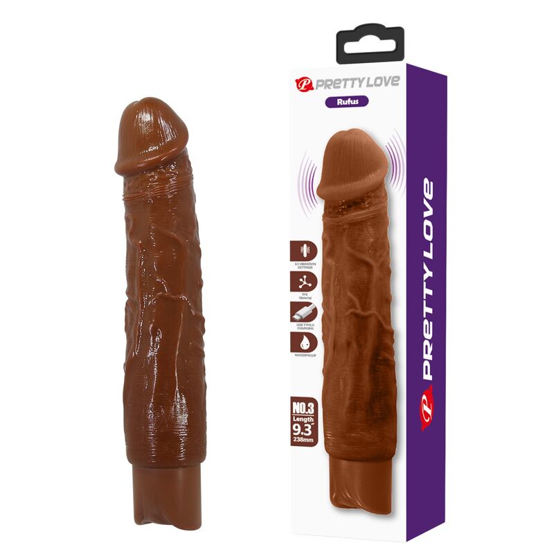 Pretty Love Duke realistinen vibraattori - ruskea - 23,5 cm - Ø 4,8 cm