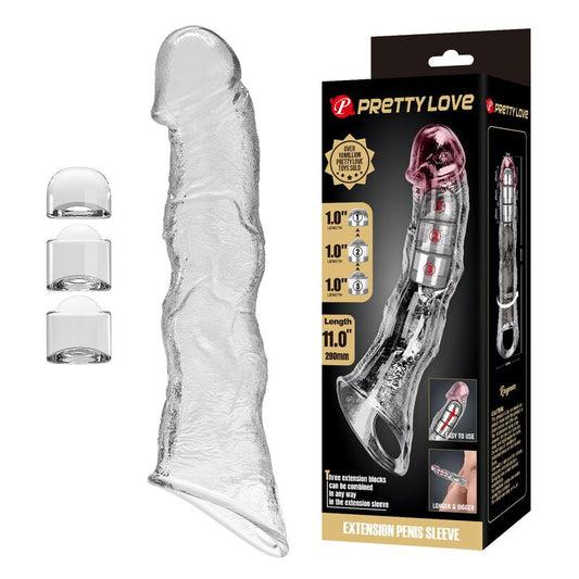 Pretty Love säädettävä peniksenpidennysholkki - läpinäkyvä - 28 cm - Ø 4,5 cm