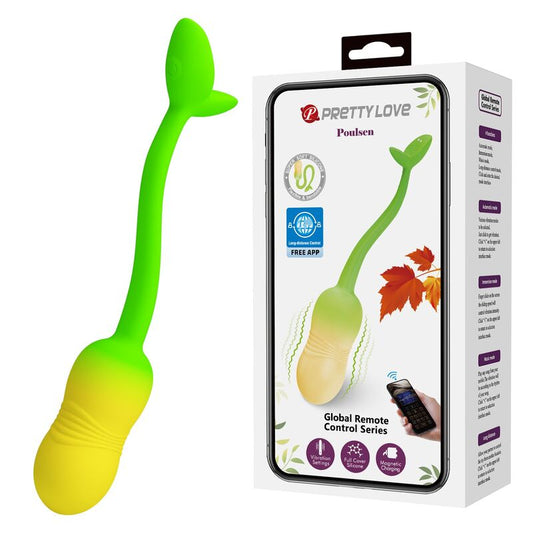 Pretty Love Pulsen USB-ladattava sovellusohjattava värisevä kuula - 12 toimintoa - vihreä/keltainen
