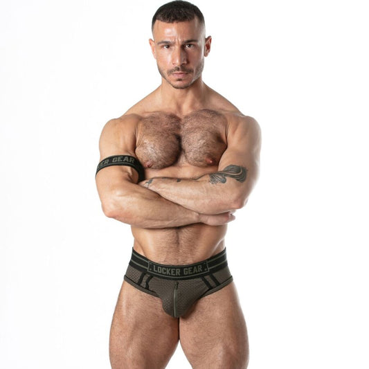 LOCKER GEAR - Sport Mesh Jock Brief verkkokankaiset alushousut - khaki - XL