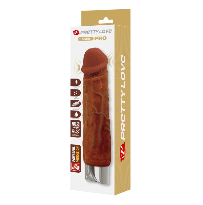 Pretty Love Pro realistinen vibraattori - ruskea - 23,5 cm - Ø 4,8 cm