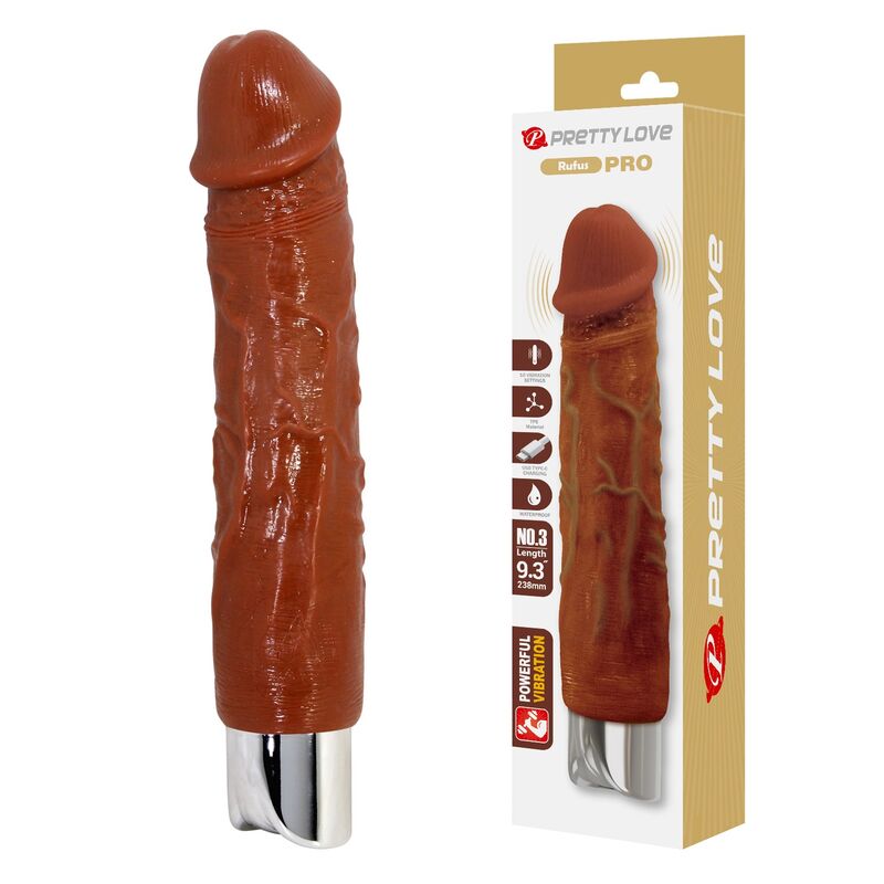 Pretty Love Pro realistinen vibraattori - ruskea - 23,5 cm - Ø 4,8 cm