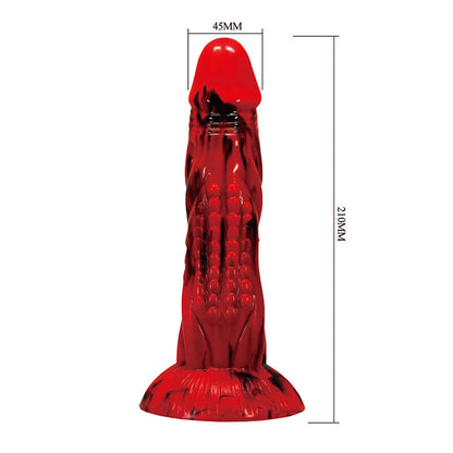 Power Monsters Minotaur fantasiadildo imukupilla - punainen/musta - 21 cm - Ø 5 cm