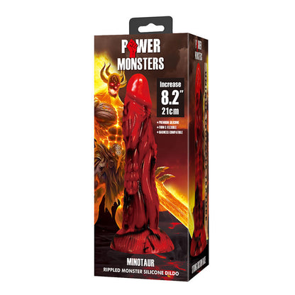 Power Monsters Minotaur fantasiadildo imukupilla - punainen/musta - 21 cm - Ø 5 cm