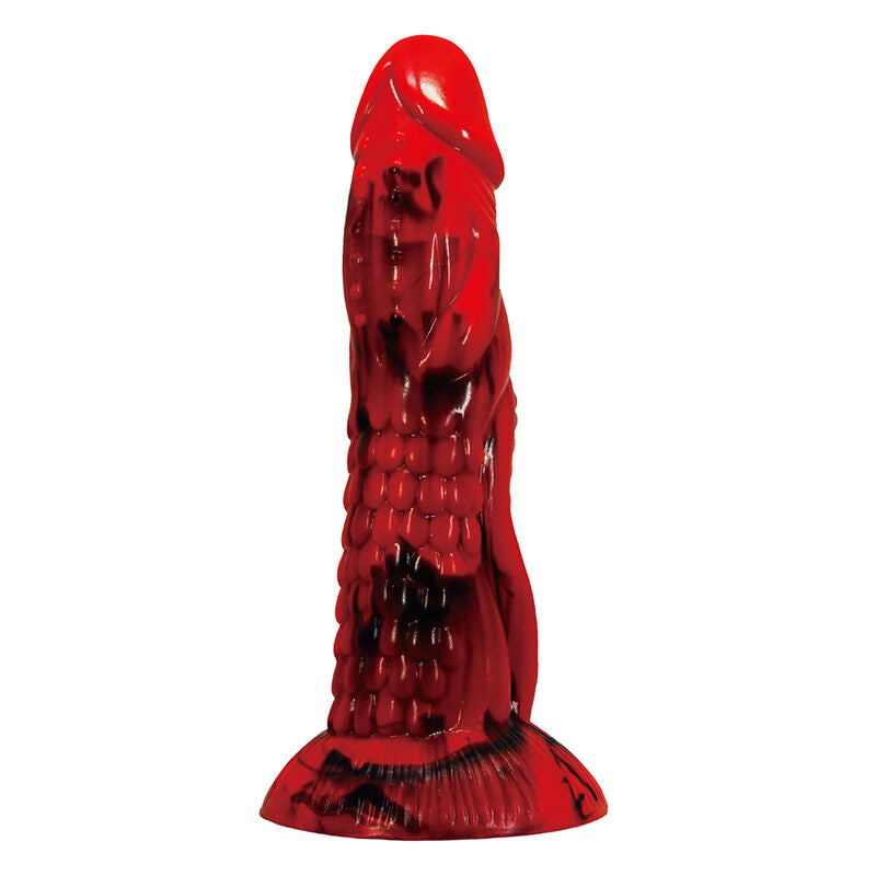 Power Monsters Minotaur fantasiadildo imukupilla - punainen/musta - 21 cm - Ø 5 cm