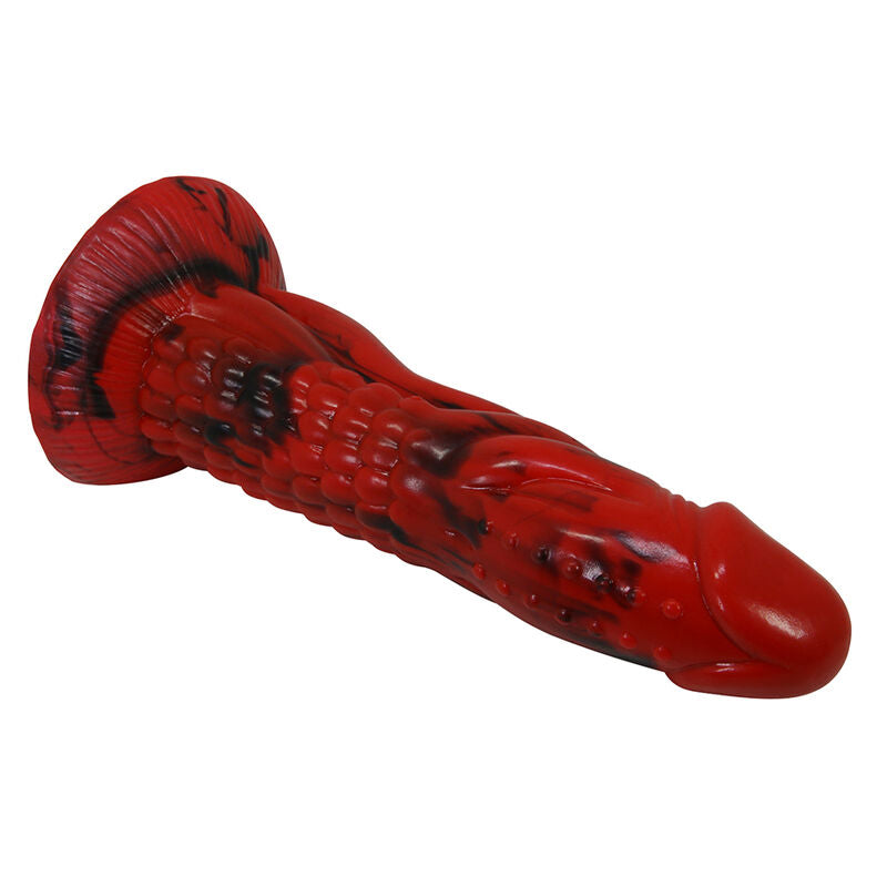Power Monsters Minotaur fantasiadildo imukupilla - punainen/musta - 21 cm - Ø 5 cm