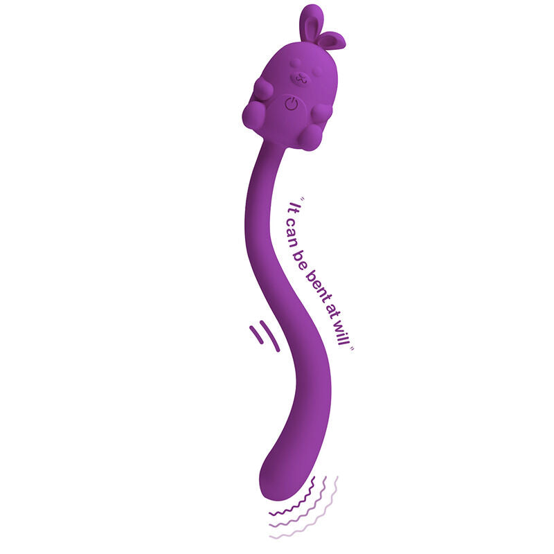 Pretty Love Cute Bunny Flirting Stick joustava USB-ladattava vibraattori - violetti