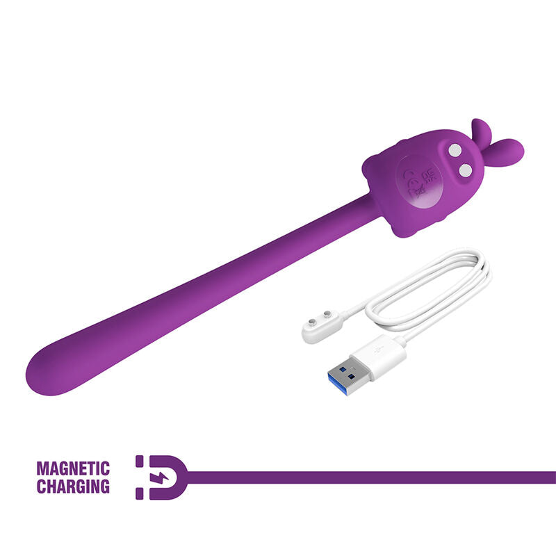 Pretty Love Cute Bunny Flirting Stick joustava USB-ladattava vibraattori - violetti