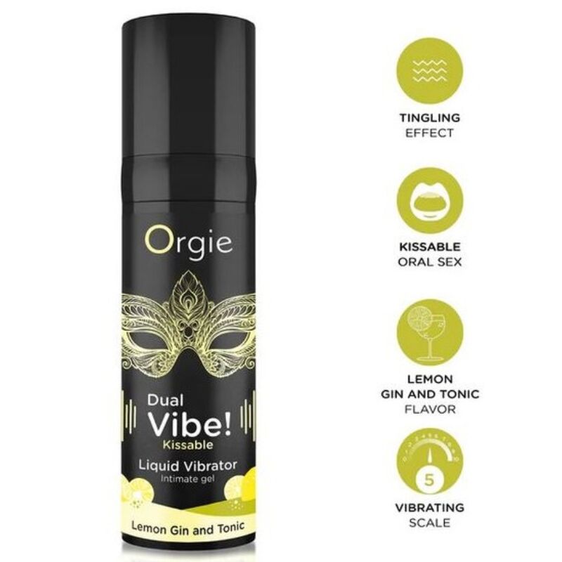 Orgie Dual Vibe! Lemon Gin and Tonic suudeltava kihelmöivä intiimigeeli - 15 ml