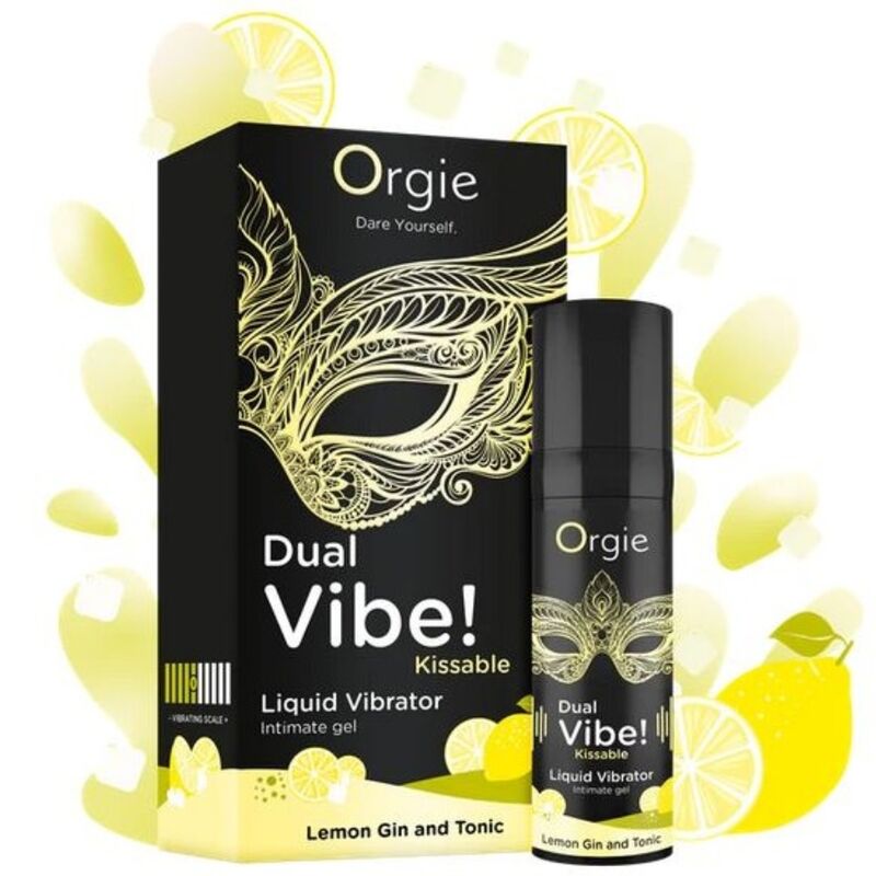 Orgie Dual Vibe! Lemon Gin and Tonic suudeltava kihelmöivä intiimigeeli - 15 ml