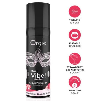 Orgie Dual Vibe! Strawberry Gin and Tonic suudeltava kihelmöivä intiimigeeli - 15 ml