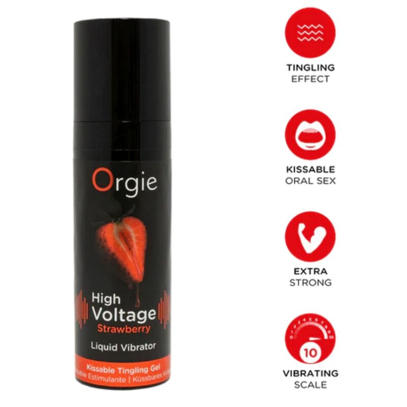 Orgie High Voltage Strawberry suudeltava voimakkaasti kihelmöivä intiimigeeli - 15 ml