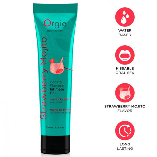Orgie Lube Tube Cocktail Strawberry Mojito suudeltava vesipohjainen intiimigeeli - 100 ml
