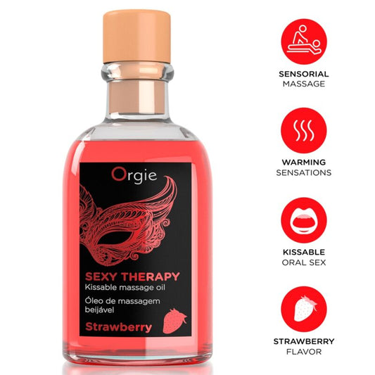 Orgie Lips Massage suudeltava hierontasetti - mansikka - 100 ml