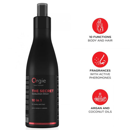 Orgie The Secret Seduction Elixir 10-in-1-vartalo- ja hiusvoide - 200 ml