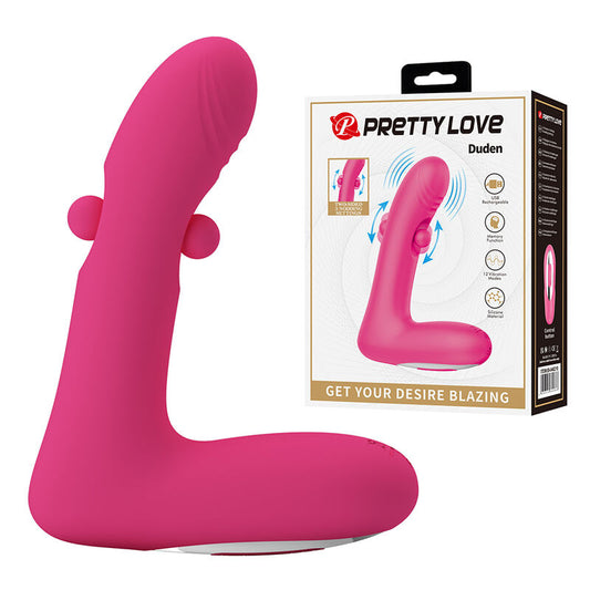 Pretty Love Duden ladattava silikonivibraattori - 12 värinä- ja 3 keinuntaohjelmaa - pinkki