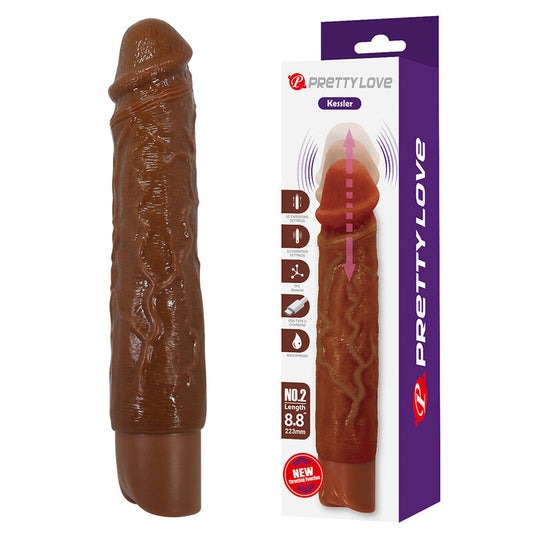 Pretty Love Kessler realistinen värisevä dildo - 10 värinä- ja työntöohjelmaa - ruskea - 22 cm