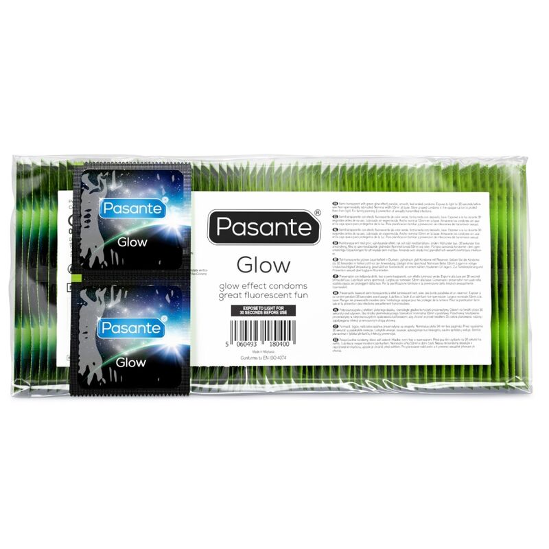 Pasante Glow hohtavat kondomit - pussi - 144 kpl