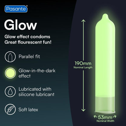 Pasante Glow hohtavat kondomit - pussi - 144 kpl