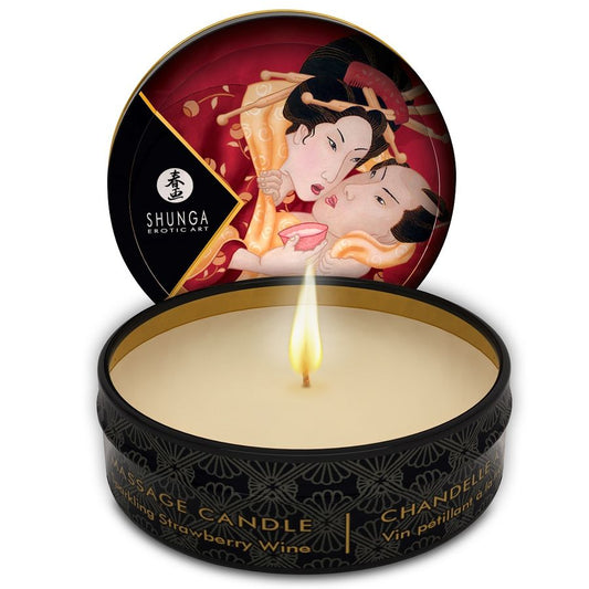 Shunga Mini Caress By Candelight Strawberries And Cava Massage Candle 30 Ml | Niks.fi verkkokauppa