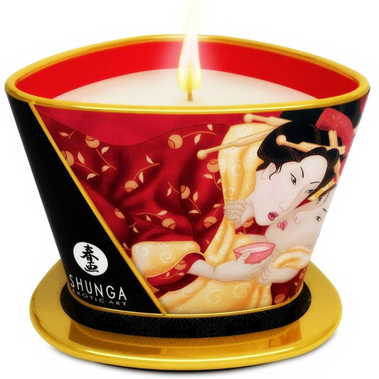 Shunga Mini Caress By Candelight Strawberries And Cava Massage Candle 170 Ml | Niks.fi verkkokauppa