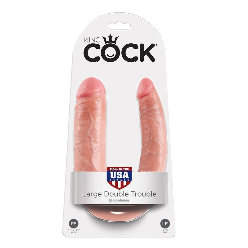 King Cock U-Shaped Large Double Trouble Flesh 17.8 Cm | Niks.fi verkkokauppa