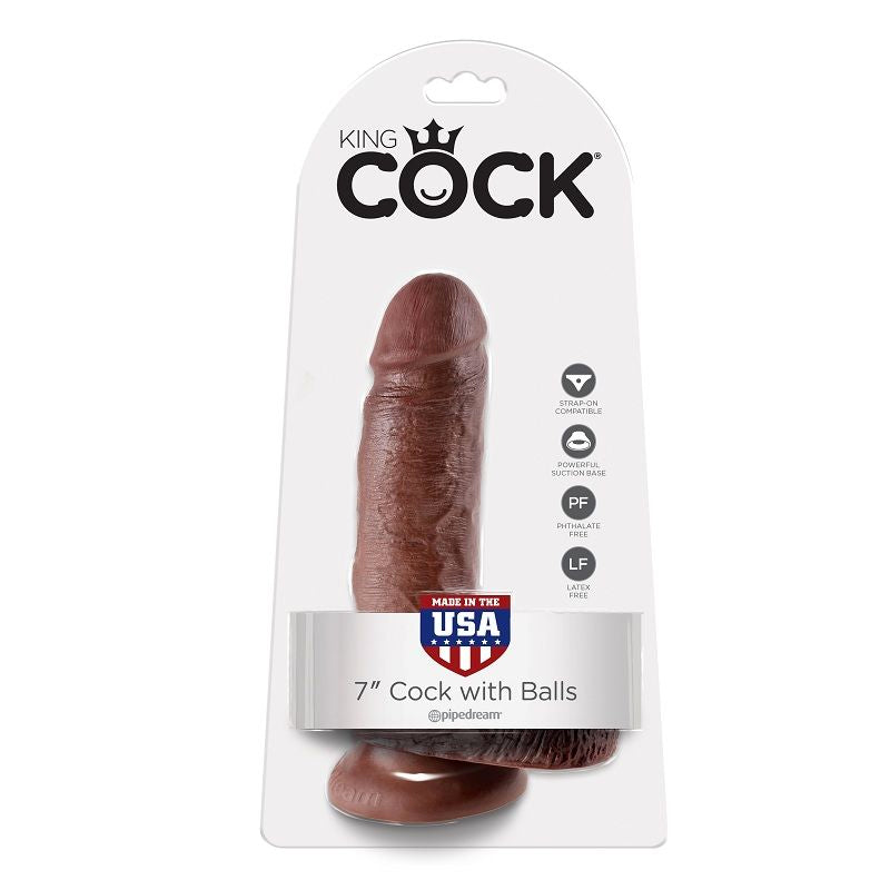 King Cock 7 Dildo Brown With Balls 17.8 Cm | Niks.fi verkkokauppa