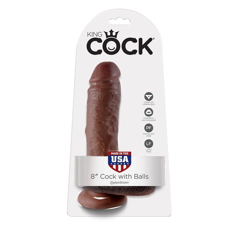 King Cock 8" Cock Brown With Balls 20.3 Cm | Niks.fi verkkokauppa