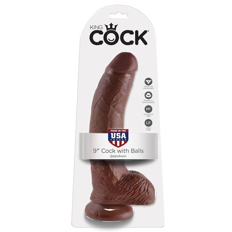 King Cock 9 Dildo Brown With Balls 22.9 Cm | Niks.fi verkkokauppa