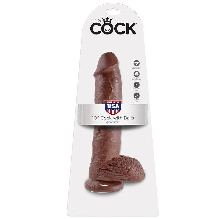 King Cock 10 Dildo Brown With Balls 25.4 Cm | Niks.fi verkkokauppa