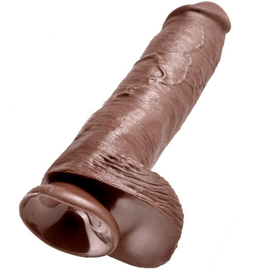 King Cock 11 Dildo Brown With Balls 28 Cm | Niks.fi verkkokauppa