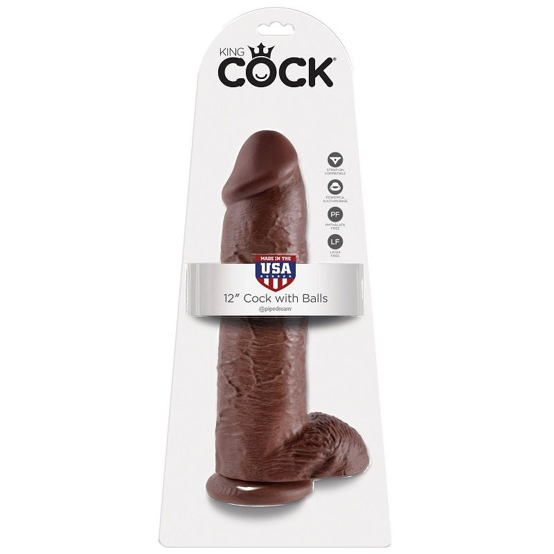 King Cock 12 Dildo Brown With Balls 30.48 Cm | Niks.fi verkkokauppa