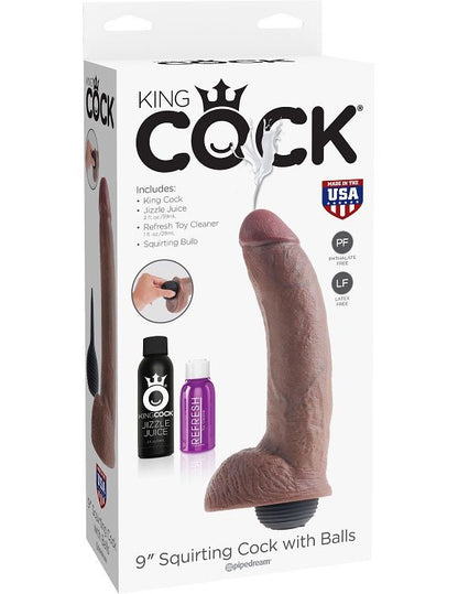 King Cock Realistic Brown Ejaculator Penis 22.86 Cm | Niks.fi verkkokauppa