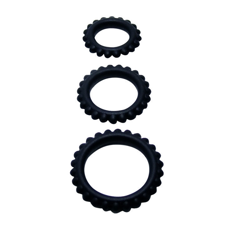 Baile Titan Set 3Pcs Cock Ring Black 2.8 + 2.4 + 1.9 Cm | Niks.fi verkkokauppa