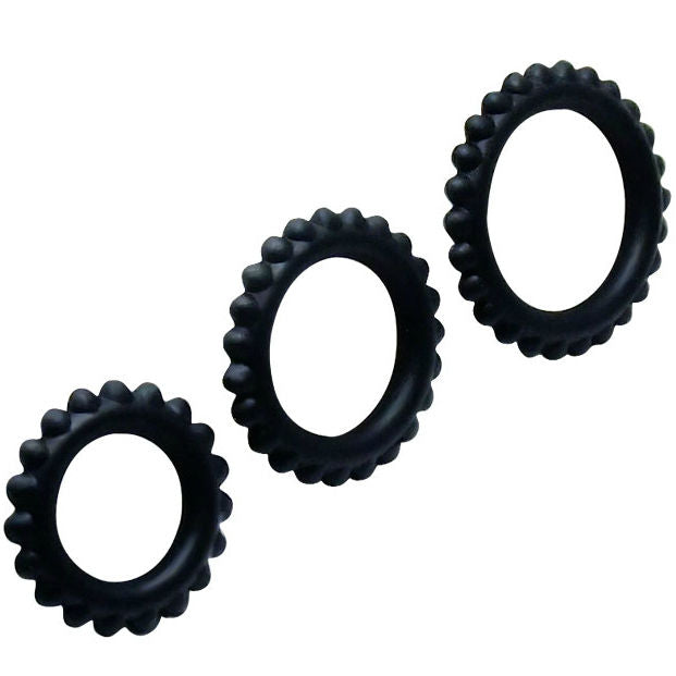 Baile Titan Set 3Pcs Cock Ring Black 2.8 + 2.4 + 1.9 Cm | Niks.fi verkkokauppa