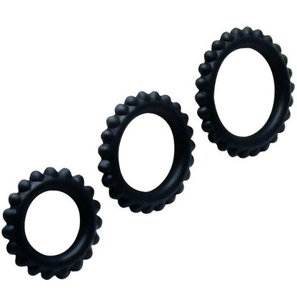 Baile Titan Set 3Pcs Cock Ring Black 2.8 + 2.4 + 1.9 Cm | Niks.fi verkkokauppa