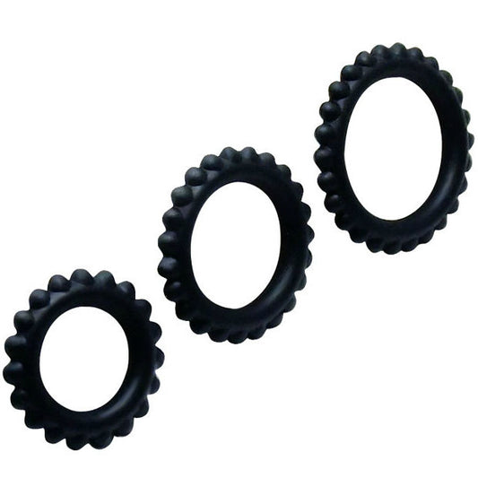Baile Titan Set 3Pcs Cock Ring Black 2.8 + 2.4 + 1.9 Cm | Niks.fi verkkokauppa