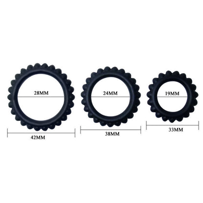 Baile Titan Set 3Pcs Cock Ring Black 2.8 + 2.4 + 1.9 Cm | Niks.fi verkkokauppa