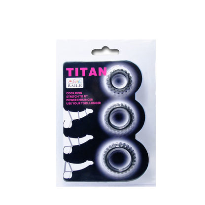Baile Titan Set 3Pcs Cock Ring Black 2.8 + 2.4 + 1.9 Cm | Niks.fi verkkokauppa