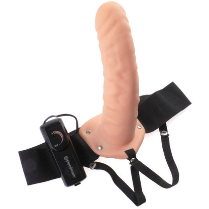 Fetish Fantasy Series 19 Cm Vibrating Hollow Strap-On Brown | Niks.fi verkkokauppa