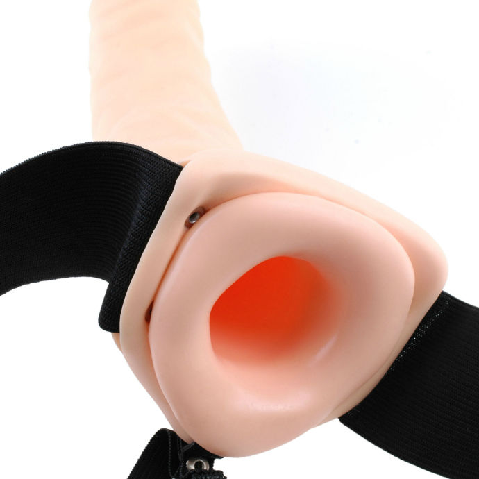 Fetish Fantasy Series 19 Cm Vibrating Hollow Strap-On Brown | Niks.fi verkkokauppa