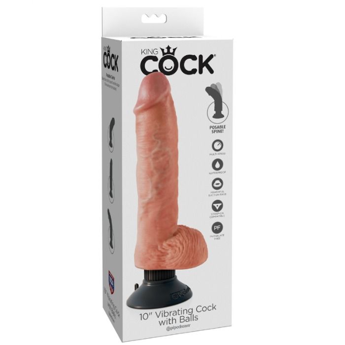 King Cock 25.5 Cm Vibrating Cock With Balls Flesh | Niks.fi verkkokauppa