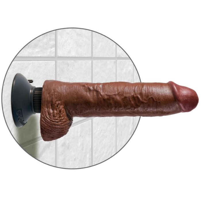 King Cock 25.5 Cm Vibrating Cock With Balls Brown | Niks.fi verkkokauppa