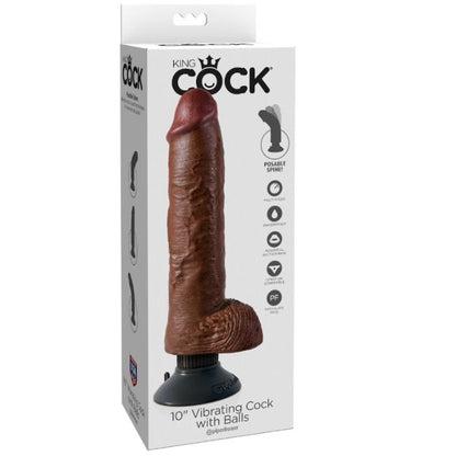 King Cock 25.5 Cm Vibrating Cock With Balls Brown | Niks.fi verkkokauppa