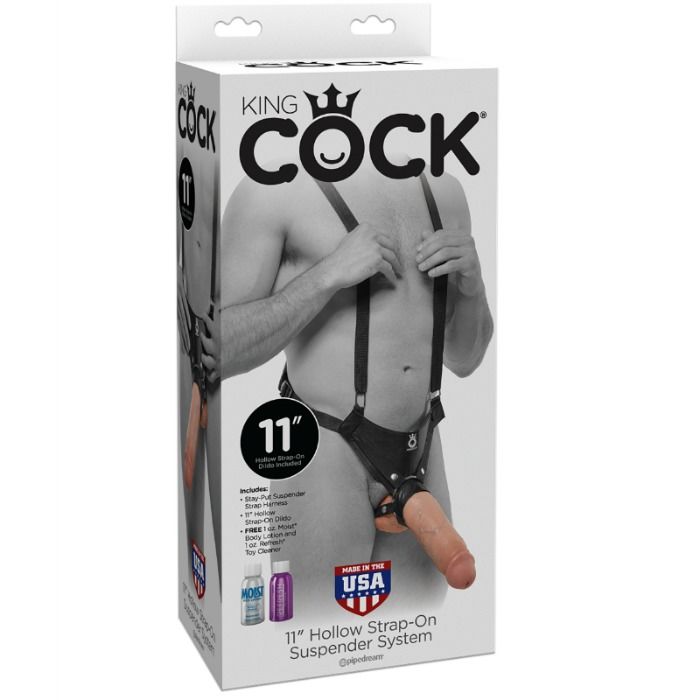 King Cock 28 Cm Hollow Strap-On Suspender System Flesh | Niks.fi verkkokauppa