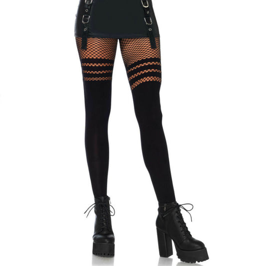 Leg Avenue Pantyhouse Wit Fisnhet Stripes | Niks.fi verkkokauppa