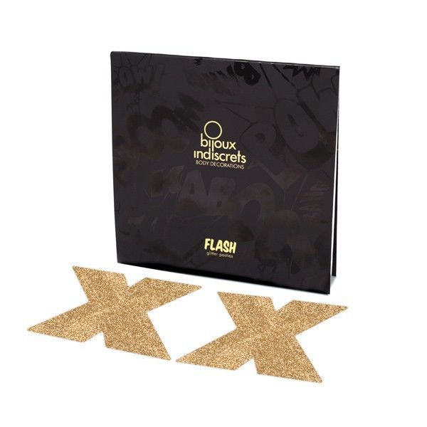 Bijoux Indiscrets Flash Cross Gold Nipple Covers | Niks.fi verkkokauppa