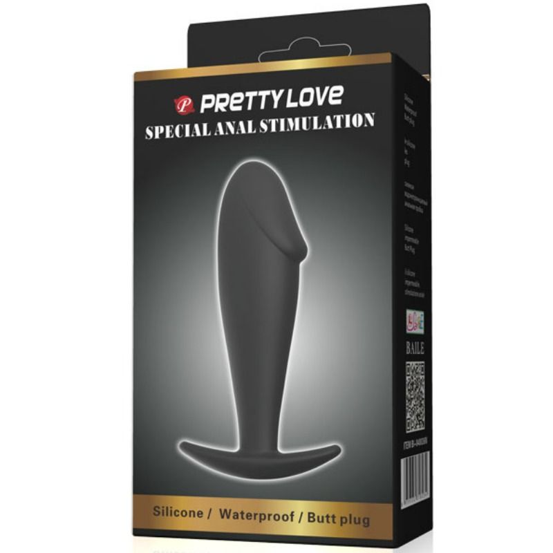 Pretty Love Anal Plug Silicone Penis Form Black | Niks.fi verkkokauppa